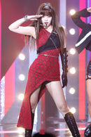 Costume Red Irregular Sloping Shoulder Suit Playing Song Suit