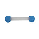The Door lock safety lock for childrens anti-opening door is a blue adhesive baby safety device with circular ends and a flexible white strap, featuring a non-toxic design. Its essential for securing cabinets or drawers to prevent children from accidentally opening them.