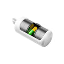 The Portable 3 Compartments Pill Storage Box is a white and gray capsule-shaped organizer with a transparent section displaying green and yellow pills. It has three compartments for sorting and includes a convenient loop for easy carrying.