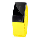 The Smart Bracelet Bluetooth Smartband Sport Wristband Pedometer, in sleek black and yellow, is a perfect fitness companion. It features two side buttons, a bright yellow flexible band, displays the time (07:16 PM), and functions as a smart bracelet with an integrated pedometer.