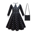 Wednesday Addams Dress Black Dresses for Girls Long Sleeve Princess Costume Halloween School Day Casual Outfit