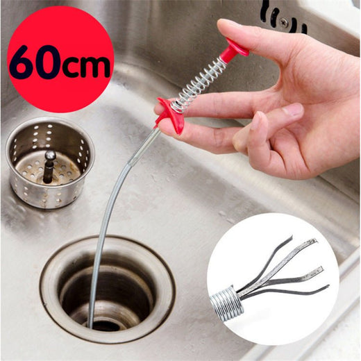Drain Clog Remover Snake Tool — Flexible Spring Pipe Cleaner