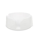 A white, round ashtray with three cigarette grooves rests on a plain background. Nearby, the Car Folding Electric Heating Kettle 12V offers a foldable and flexible design for on-the-go convenience in any setting.