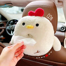 Car Multifunctional Armrest Box Tissue Box Cartoon Plush Cute Car Seat Back Hanging Tissue Box Car Supplies