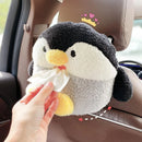 Car Multifunctional Armrest Box Tissue Box Cartoon Plush Cute Car Seat Back Hanging Tissue Box Car Supplies