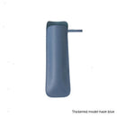 A haze blue, tall rectangular leather case with a flap and side tab, featuring text on the lower right: Thickened model-haze blue. Its crafted to perfection from high-quality polyester fiber.