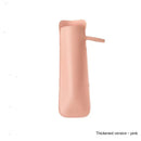 A pink, elongated leather case called Color Self-opening Umbrella Color Matching Leather Case is designed for durability with high-quality polyester fiber. It features a small strap at the top and appears on a plain white background.