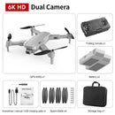 Discover the GPS High-definition Dual Camera package, featuring a 6K HD dual camera for stunning aerial photography. Includes a GPS-enabled drone, folding remote, two batteries, screwdriver/manual/USB charging cable, spare blades, and a handy storage bag.
