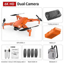 Experience stunning aerial photography with the GPS High-definition Dual Camera package, featuring a 6K HD dual-camera drone, folding remote, GPS, battery, screwdriver, manual, USB charging cable, spare blade set, and a compartmentalized backpack for easy organization on the go.