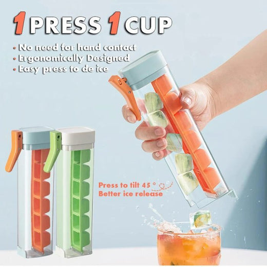 Press Ice Cube Maker Mold — Food-Grade with Storage Box