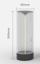 The New LED Camping Light is a Type-C rechargeable, portable night light with a 240mm high x 90mm diameter transparent body and black base. It features a glowing yellow line and offers high transparency with anti-drop design, perfect for outdoor adventures.