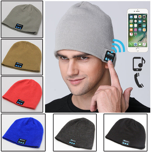 Bluetooth Knitted Beanie Hat with Built-In Headphones — Wireless Music Hat