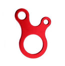 The Outdoor camping snail wind rope buckle is a red, three-looped aluminum alloy descender for rope systems. It features one large central loop and two smaller offset loops, resembling a cartoonish animal face—perfect for outdoor camping adventures or versatile gear setups.