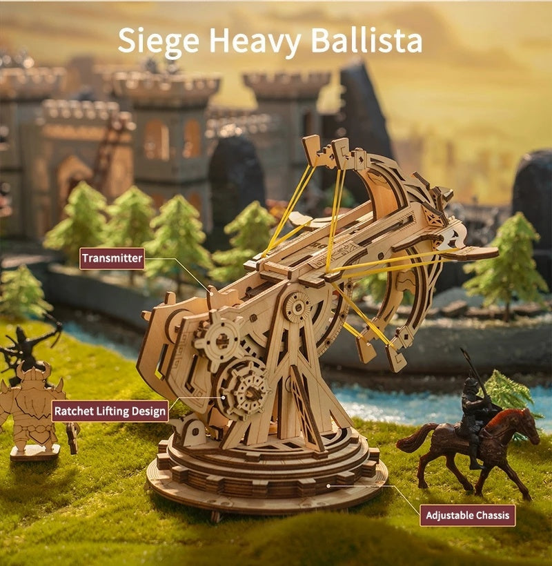 Robotime ROKR Siege Heavy Ballista 3D Wooden Puzzle War Game Assembly Toys Gifts for Children Boys Kids KW401