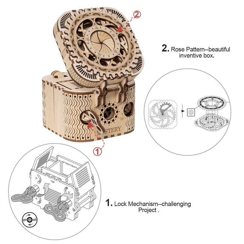 Robotime Rokr 123Pcs Treasure Box Creative 3D Wooden Puzzle Game Assembly Toys Chris Gift For Children Adults Teens