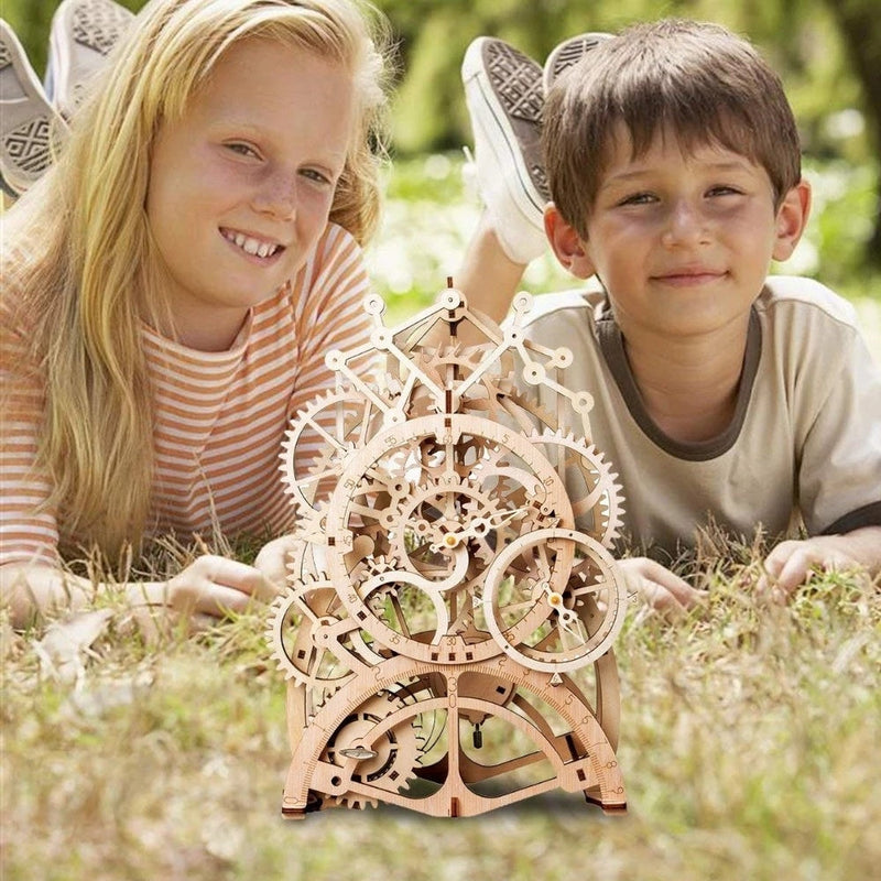 Robotime Rokr Pendulum Clock 170 Pcs 3D Wooden Puzzle Toys Building Block Kits Assembly Gifts For Children Adults