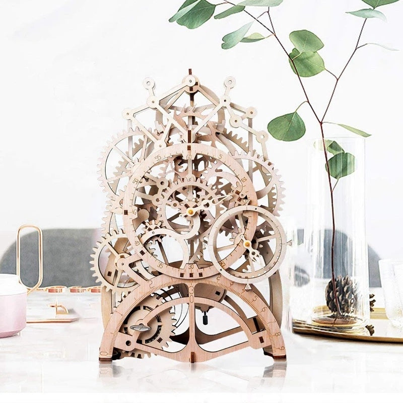 Robotime Rokr Pendulum Clock 170 Pcs 3D Wooden Puzzle Toys Building Block Kits Assembly Gifts For Children Adults