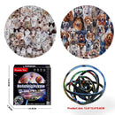 Four images display the Rotating Puzzle Decompression 3D Educational Toys: two rotating puzzles with dog breeds, packaging labeled Rotating Puzzle, and a colorful wire puzzle. Measuring 12.6 x 12.6 x 0.6 cm, its ideal for improving fine motor skills.