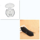 Top left: A transparent plastic case houses the Silicone Magnetic Anti Snore Nose Clip, designed for nasal use. Bottom right: A sleek black sleep mask lies on light wood, suggesting an ideal sleep aid combo.