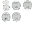 Five clear cases, each with a Silicone Magnetic Anti Snore Nose Clip, are shown on a white background. The top left case is open, revealing the device inside.