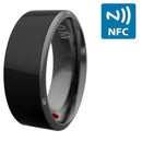 The Smart Ring Wearable Device, a sleek black high-tech accessory, is showcased on a white background. The NFC symbol in the top right corner emphasizes its advanced contactless technology features.