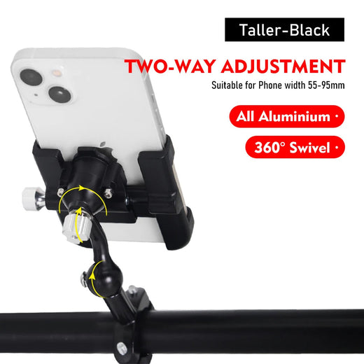 Aluminum MTB Phone Mount — 360° Rotating Non-Slip Bike Holder