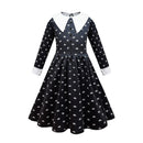 Wednesday Addams Dress Black Dresses for Girls Long Sleeve Princess Costume Halloween School Day Casual Outfit