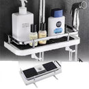 Without Punching Commodity Shelf Shower Rod Racks Bathroom Lift Rod Bracket Tray Punch-Free Toilet Shower Storage Hanging Basket