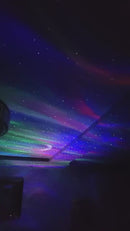 Aurora Borealis starlight projector, LED galaxy night light with moon and stars, atmosphere lamp for home, bedroom decor, and gift